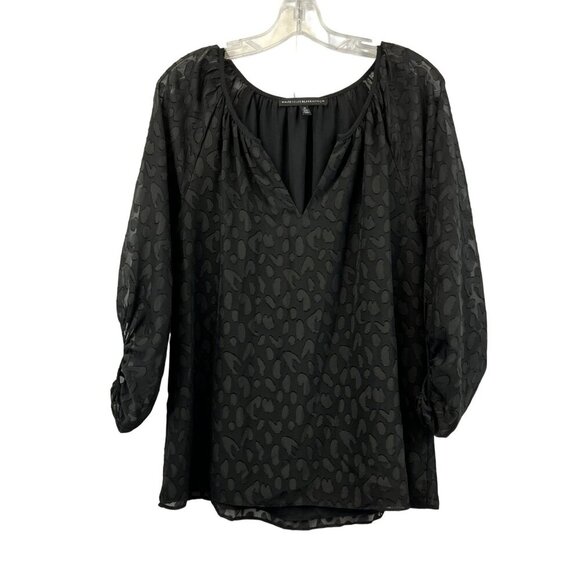 White House Black Market Tops - WHBM Womens Textured Top 3/4 Sleeve Black Size Medium Lined